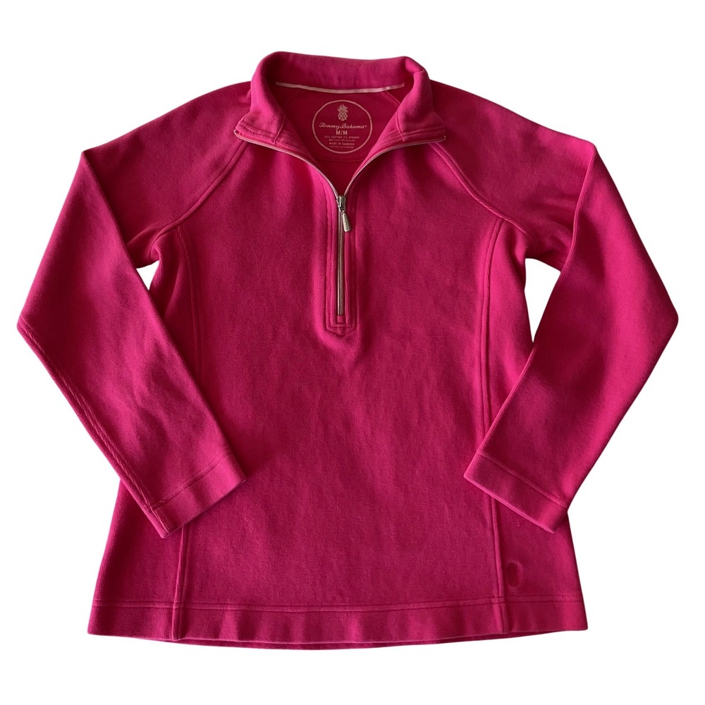 Tommy Bahama Womens Aruba Pink Quarter Zip Pullover Sweatshirt Size‎ M